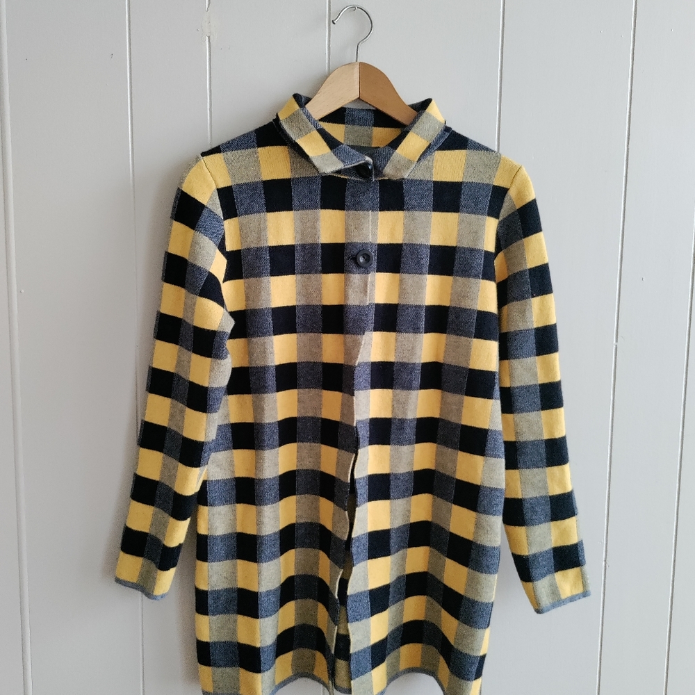 P Luca Milano Plaid Cardigan Size M